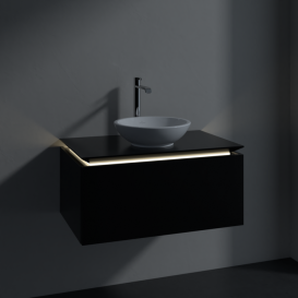 Тумба під раковину Villeroy&Boch Legato 80х38 см з підсвічуванням МДФ/ДСП чорний матовий лак B569L0PD