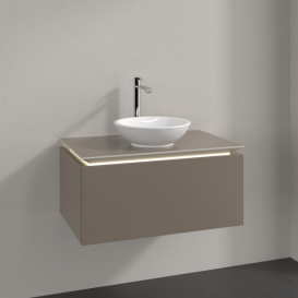 Тумба під раковину Villeroy & Boch Legato 80х38 см з підсвічуванням ДСП сірий трюфель B569L0VG