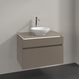 Тумба під раковину Villeroy & Boch Legato 80х55 см з підсвічуванням ДСП сірий трюфель B570L0VG