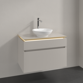 Тумба під раковину Villeroy&Boch Legato 80х55 см з підсвічуванням ДСП ніжно-сірий B570L0VK