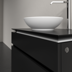 Тумба под раковину Villeroy & Boch Legato 80х55 см с подсветкой МДФ/ДСП черный матовый лак B570L0PD