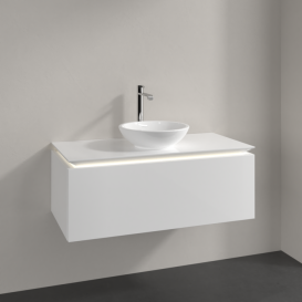 Тумба під раковину Villeroy & Boch Legato 100х38 см з підсвічуванням МДФ/ДСП білий глянсовий B571L0DH