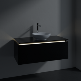 Тумба під раковину Villeroy & Boch Legato 100х38 см з підсвічуванням МДФ/ДСП чорний матовий лак B571L0PD