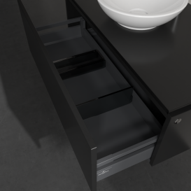Тумба під раковину Villeroy & Boch Legato 100х38 см з підсвічуванням МДФ/ДСП чорний матовий лак B571L0PD
