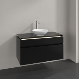 Тумба под раковину Villeroy & Boch Legato 100х55 см с подсветкой МДФ/ДСП черный матовый лак B572L0PD