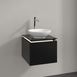 Тумба под раковину Villeroy & Boch Legato 45х38 см с подсветкой МДФ/ДСП черный матовый лак B565L0PD