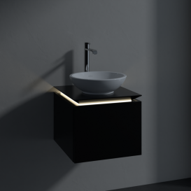 Тумба под раковину Villeroy & Boch Legato 45х38 см с подсветкой МДФ/ДСП черный матовый лак B565L0PD