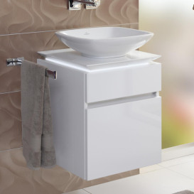 Тумба под раковину Villeroy & Boch Legato 45х55 см с подсветкой ДСП нежно-серый B566L0VK