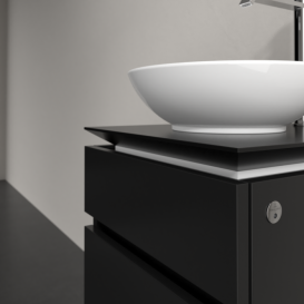 Тумба под раковину Villeroy & Boch Legato 45х55 см с подсветкой МДФ/ДСП черный матовый лак B566L0PD