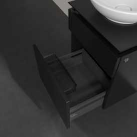 Тумба под раковину Villeroy & Boch Legato 45х55 см с подсветкой МДФ/ДСП черный матовый лак B566L0PD