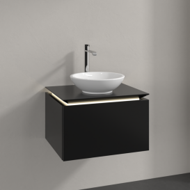 Тумба под раковину Villeroy & Boch Legato 60х38 см с подсветкой МДФ/ДСП черный матовый лак B567L0PD