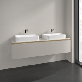 Тумба під раковину Villeroy & Boch Legato 160х38 см ДСП ніжно-сірий B76700VK