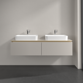 Тумба під раковину Villeroy & Boch Legato 160х38 см ДСП ніжно-сірий B76700VK