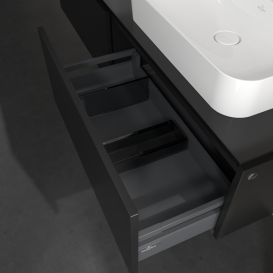 Тумба под раковину Villeroy & Boch Legato 160х38 см МДФ/ДСП черный матовый лак B76700PD