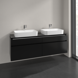 Тумба під раковину Villeroy&Boch Legato 160х55 см МДФ/ДСП чорний матовий лак B76800PD