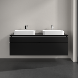 Тумба під раковину Villeroy&Boch Legato 160х55 см МДФ/ДСП чорний матовий лак B76800PD