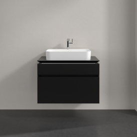 Тумба під раковину Villeroy&Boch Legato 80х55 см МДФ/ДСП чорний матовий лак B75400PD