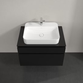 Тумба під раковину Villeroy&Boch Legato 80х55 см МДФ/ДСП чорний матовий лак B75400PD