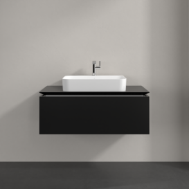 Тумба під раковину Villeroy&Boch Legato 100х38 см МДФ/ДСП чорний матовий лак B75500PD