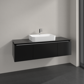 Тумба під раковину Villeroy&Boch Legato 140х38 см МДФ/ДСП чорний матовий лак B75900PD