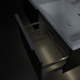 Тумба під раковину Villeroy & Boch Subway 3.0 127,2х42,9 см з підсвічуванням ДСП вулкан чорний C567L0VL