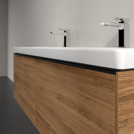 Тумба под раковину Villeroy & Boch Subway 3.0 127,2х42,9 см с подсветкой ДСП дуб канзас/черный вулкан C567L1RH