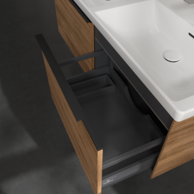Тумба под раковину Villeroy & Boch Subway 3.0 127,2х42,9 см с подсветкой ДСП дуб канзас/черный вулкан C567L1RH