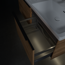 Тумба под раковину Villeroy & Boch Subway 3.0 127,2х42,9 см с подсветкой ДСП дуб канзас/черный вулкан C567L1RH