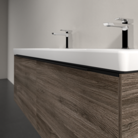Тумба під раковину Villeroy & Boch Subway 3.0 127,2х42,9 см ДСП/алюміній кам'яний дуб/чорний вулкан C567L1RK