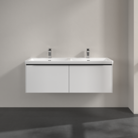 Тумба под раковину Villeroy & Boch Subway 3.0 127,2х42,9 см ДСП/алюминий чистый белый/черный вулкан C567L1VF