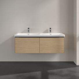 Тумба под раковину Villeroy & Boch Subway 3.0 127х42,9 см ДСП/алюминий дуб северный/черный вулкан C567L1VJ