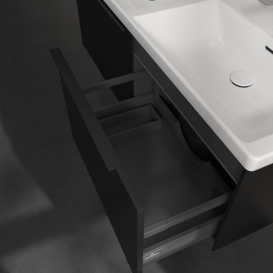 Тумба под раковину Villeroy & Boch Subway 3.0 127,2х42,9 см ДСП/алюминий черный вулкан/черный вулкан C567L1VL