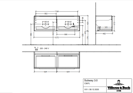 Тумба под раковину Villeroy & Boch Subway 3.0 127,2х42,9 см ДСП/алюминий морской синий/черный вулкан C567L1VQ