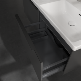 Тумба под раковину Villeroy & Boch Subway 3.0 127,2х42,9 см ДСП/алюминий графит/черный вулкан C567L1VR