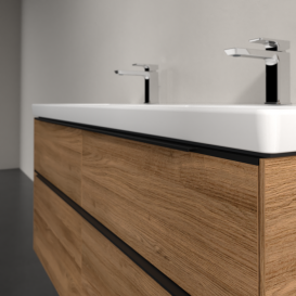 Тумба под раковину Villeroy & Boch Subway 3.0 127,2х57,6 см ДСП/алюминий дуб канзас/черный вулкан C568L1RH