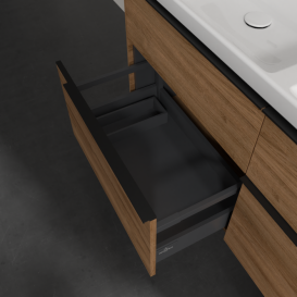 Тумба под раковину Villeroy & Boch Subway 3.0 127,2х57,6 см ДСП/алюминий дуб канзас/черный вулкан C568L1RH