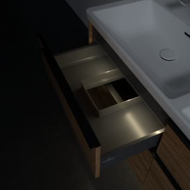 Тумба под раковину Villeroy & Boch Subway 3.0 127,2х57,6 см ДСП/алюминий дуб канзас/черный вулкан C568L1RH