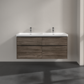 Тумба под раковину Villeroy & Boch Subway 3.0 127,2х57,6 см ДСП/алюминий дуб каменный/черный вулкан C568L1RK