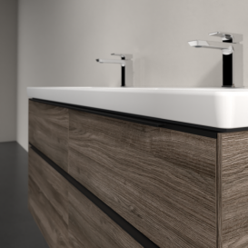 Тумба под раковину Villeroy & Boch Subway 3.0 127,2х57,6 см ДСП/алюминий дуб каменный/черный вулкан C568L1RK