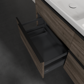 Тумба под раковину Villeroy & Boch Subway 3.0 127,2х57,6 см ДСП/алюминий дуб каменный/черный вулкан C568L1RK