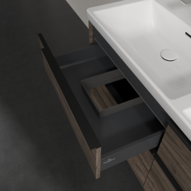 Тумба под раковину Villeroy & Boch Subway 3.0 127,2х57,6 см ДСП/алюминий дуб каменный/черный вулкан C568L1RK