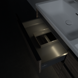 Тумба под раковину Villeroy & Boch Subway 3.0 127,2х57,6 см ДСП/алюминий дуб каменный/черный вулкан C568L1RK