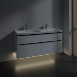 Тумба под раковину Villeroy & Boch Subway 3.0 127,2х57,6 см ДСП/алюминий бриллиантовый белый/черный вулкан C568L1VE