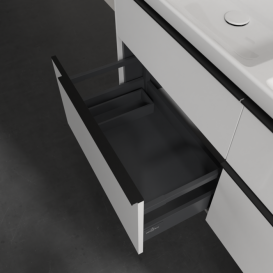 Тумба под раковину Villeroy & Boch Subway 3.0 127,2х57,6 см ДСП/алюминий бриллиантовый белый/черный вулкан C568L1VE