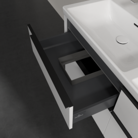 Тумба под раковину Villeroy & Boch Subway 3.0 127,2х57,6 см ДСП/алюминий бриллиантовый белый/черный вулкан C568L1VE
