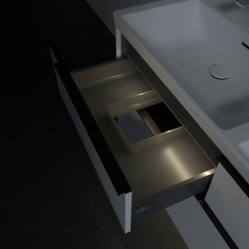 Тумба под раковину Villeroy & Boch Subway 3.0 127,2х57,6 см ДСП/алюминий бриллиантовый белый/черный вулкан C568L1VE