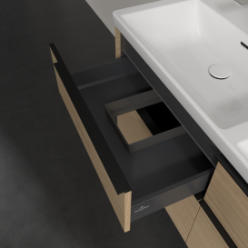 Тумба под раковину Villeroy & Boch Subway 3.0 127,2х57,6 см ДСП/алюминий дуб северный/черный вулкан C568L1VJ