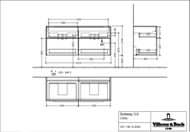 Тумба під раковину Villeroy & Boch Subway 3.0 127,2х57,6 см ДСП/алюміній тауп/чорний вулкан C568L1VM