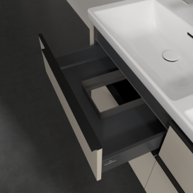 Тумба под раковину Villeroy & Boch Subway 3.0 127,2х57,6 см ДСП/алюминий серый кашемир/черный вулкан C568L1VN