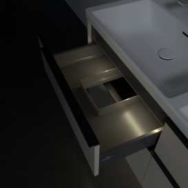 Тумба под раковину Villeroy & Boch Subway 3.0 127,2х57,6 см ДСП/алюминий серый кашемир/черный вулкан C568L1VN
